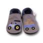 Preview: Krabbelschuhe blauer Trecker mit Anhänger